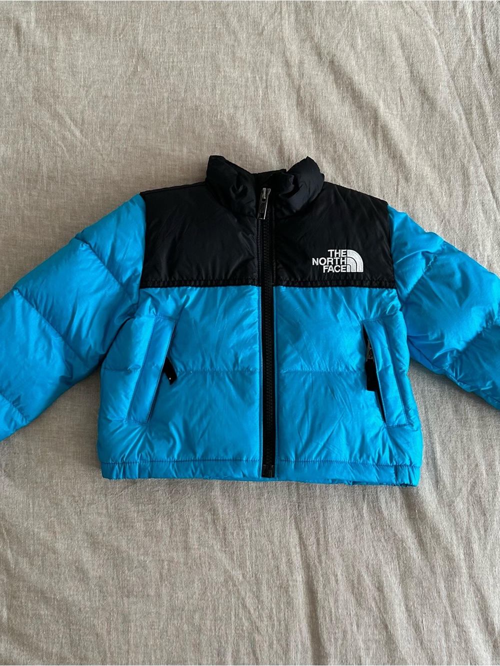 The North Face 1996 Retro Nuptse Down Puffer Jacket  Blue and Black Kids 2T